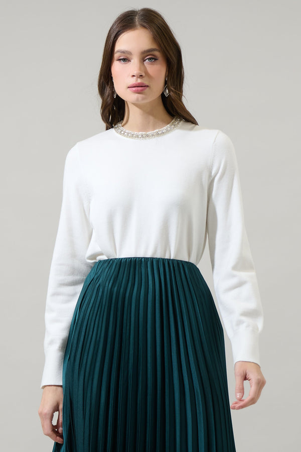 sugarlips Caddice Beaded Embellished Crewneck Sweater