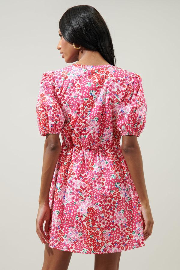 Sugarlips Caicos Floral Alba Puff Sleeve Mini Dress