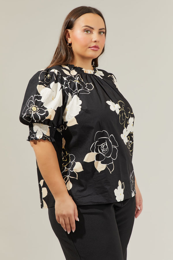 Sugarlips Cairan Rose Baretta Short Sleeve Blouse Curve