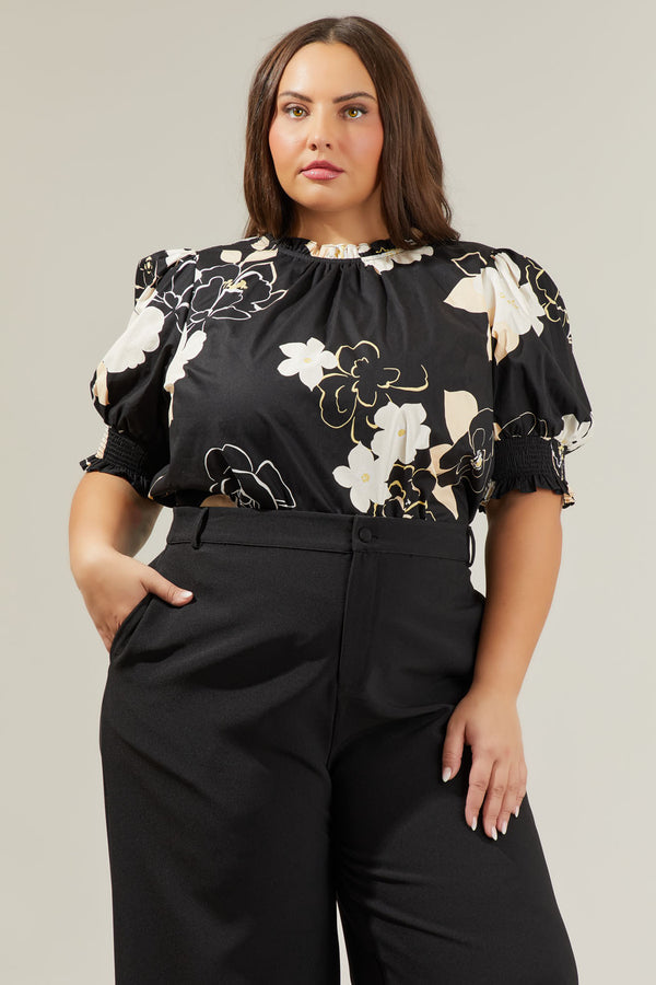 sugarlips Cairan Rose Baretta Short Sleeve Blouse Curve