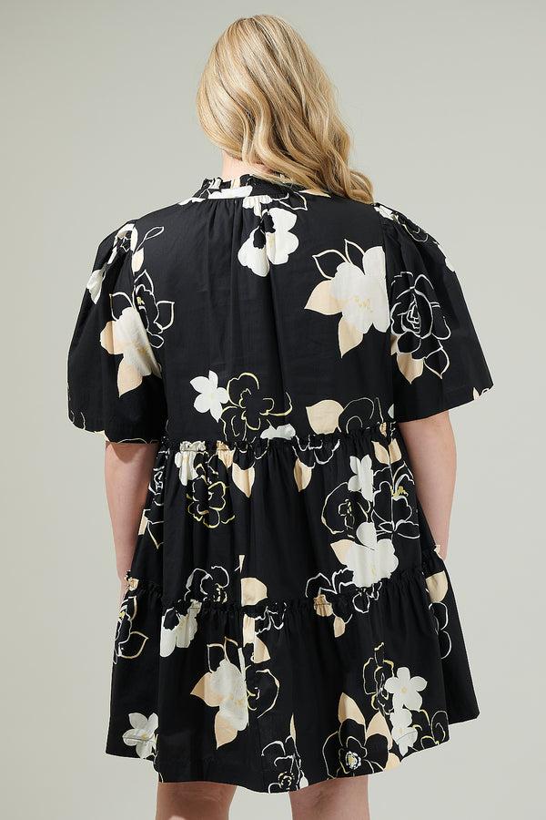 Sugarlips Cairan Rose Dixie Split Neck Shift Dress Curve