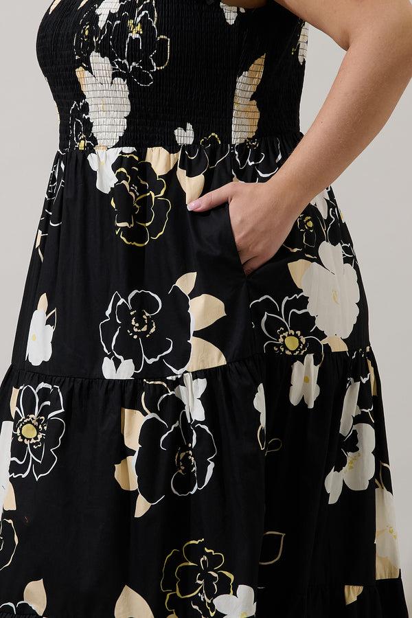 Sugarlips Cairan Rose Sunfire Smocked Bodice Tiered Midi Dress Curve