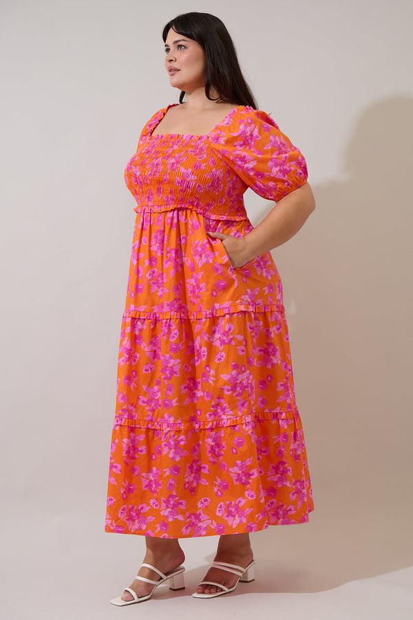 Sugarlips Cala Floral Alycia Smocked Maxi Dress Curve