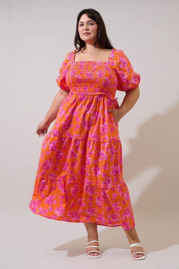 sugarlips Cala Floral Alycia Smocked Maxi Dress Curve