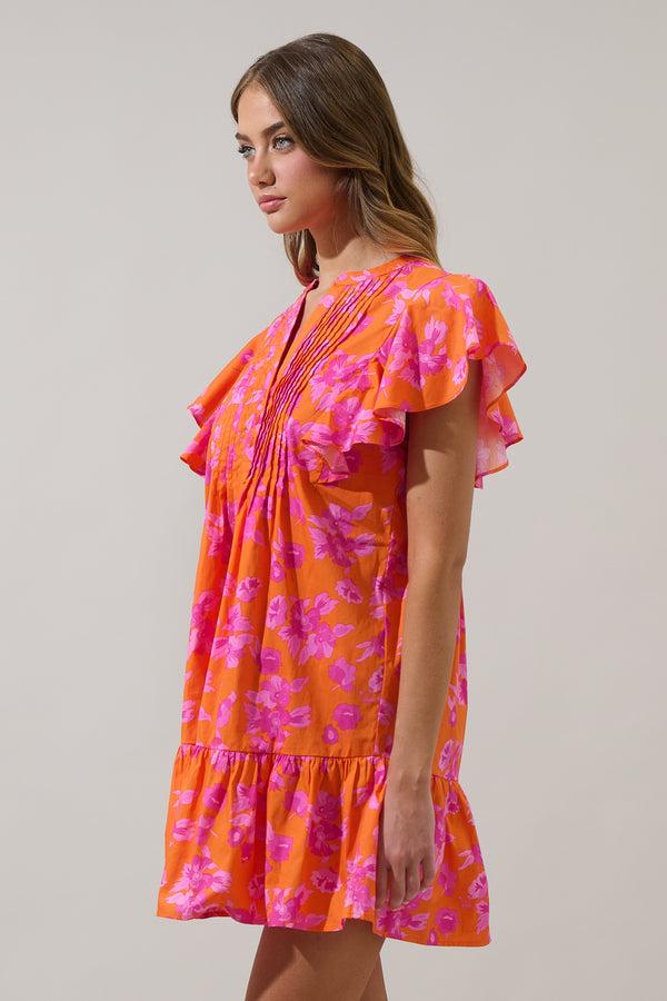 Sugarlips Cala Floral Lizzy Pleated Ruffle Mini Dress