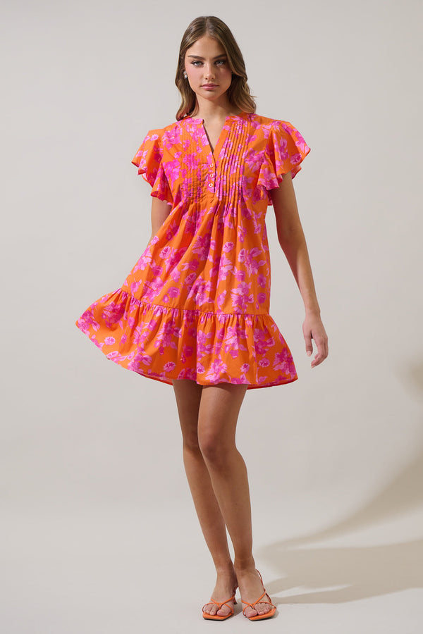 Sugarlips Cala Floral Lizzy Pleated Ruffle Mini Dress
