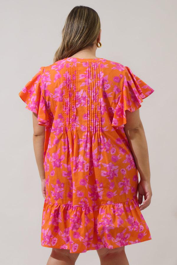 Sugarlips Cala Floral Lizzy Pleated Ruffle Mini Dress Curve