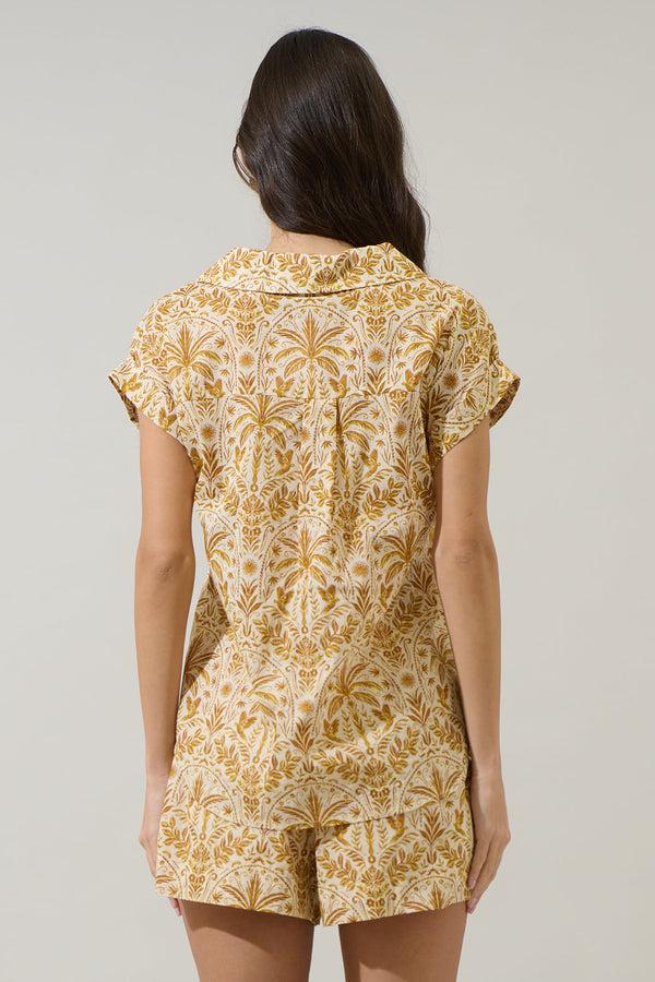 Sugarlips Calina Tropical Cory Collared Button Up Top