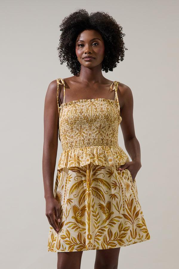 Sugarlips Calina Tropical Irvine Smocked Mini Dress
