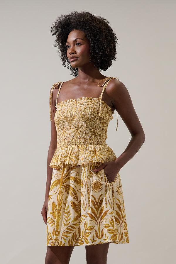 Sugarlips Calina Tropical Irvine Smocked Mini Dress