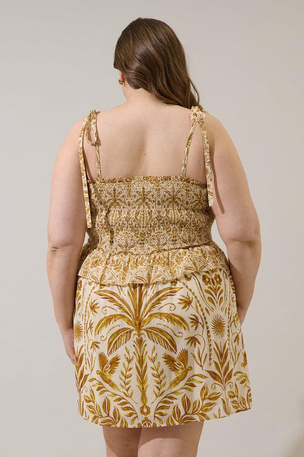 Sugarlips Calina Tropical Irvine Smocked Mini Dress Curve