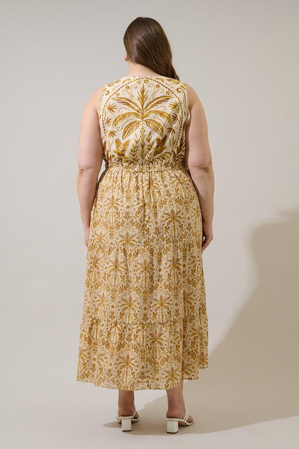 Sugarlips Calina Tropical Jivie Tiered Maxi Dress Curve