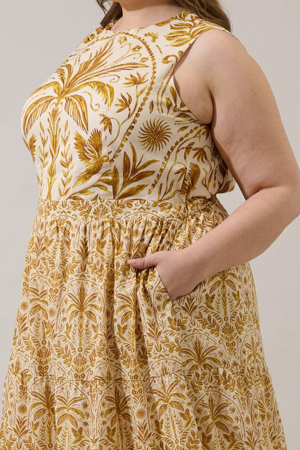 Sugarlips Calina Tropical Jivie Tiered Maxi Dress Curve