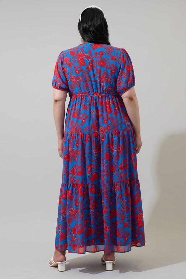 Sugarlips Calla Floral Monaco Long Tiered Maxi Dress Curve