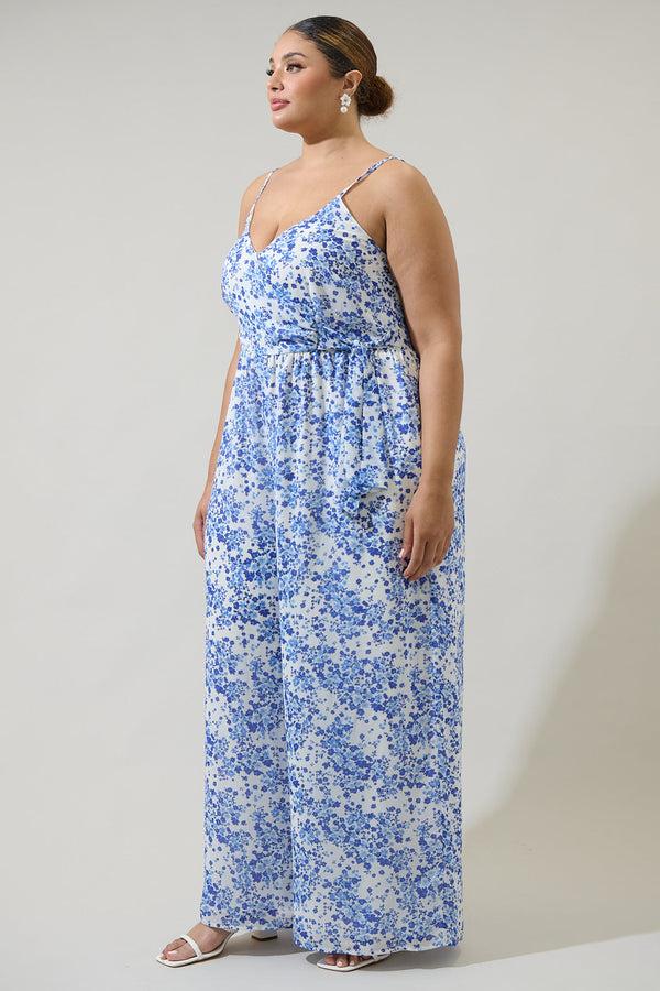 Sugarlips Camellia Floral Vicky Wide Leg Jumpsuit Curve