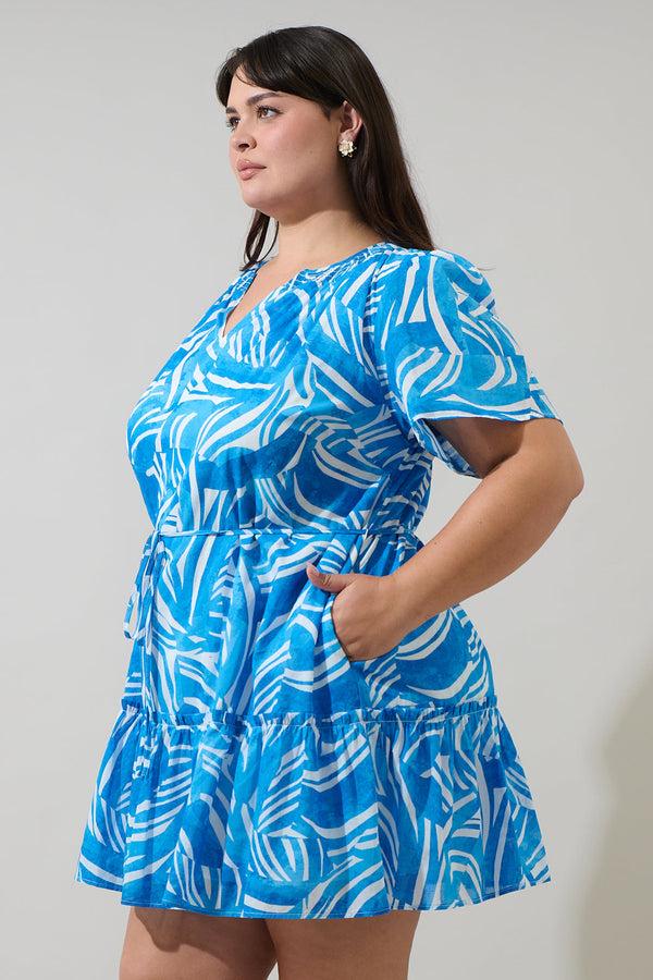 Sugarlips Canton Tropics Clarion Ruffle Mini Dress Curve