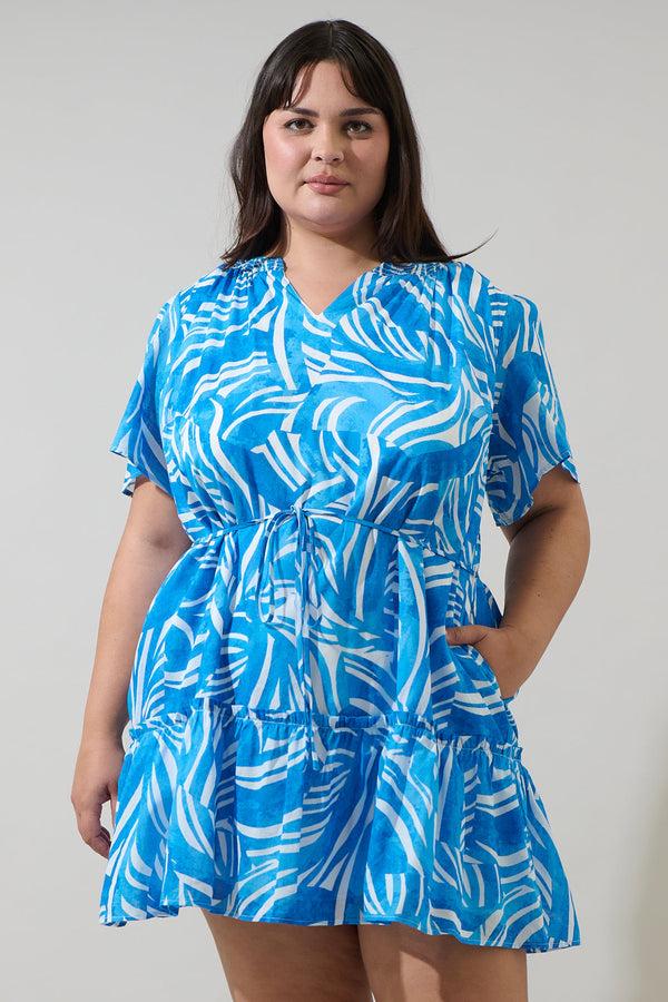sugarlips Canton Tropics Clarion Ruffle Mini Dress Curve