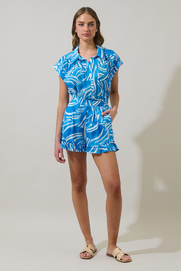 Sugarlips Canton Tropics Daniela Ruffle High Waisted Shorts