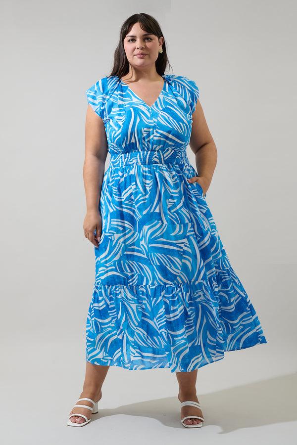 sugarlips Canton Tropics Mecily Smocked Maxi Dress Curve