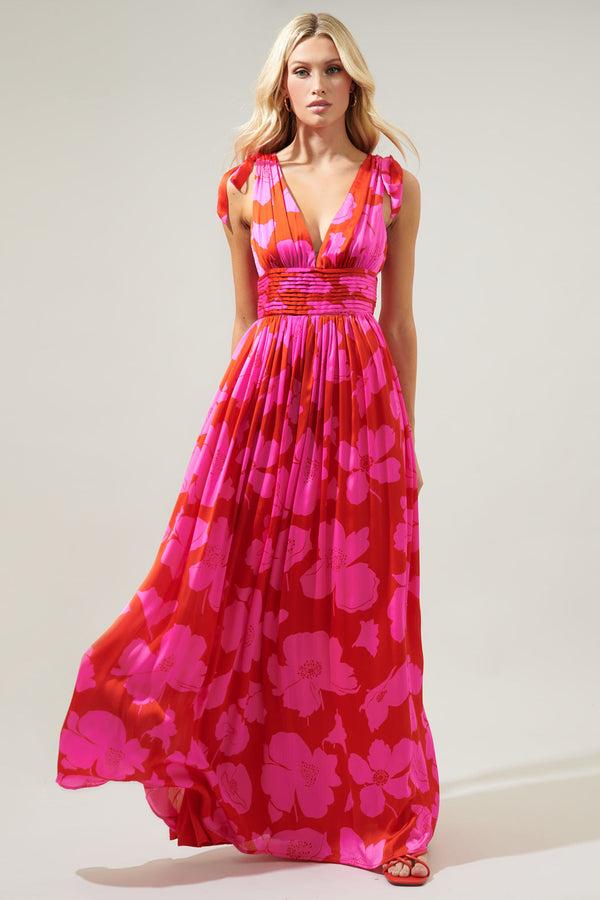 Sugarlips Caribbean Crush Descanso Pleated Maxi Dress