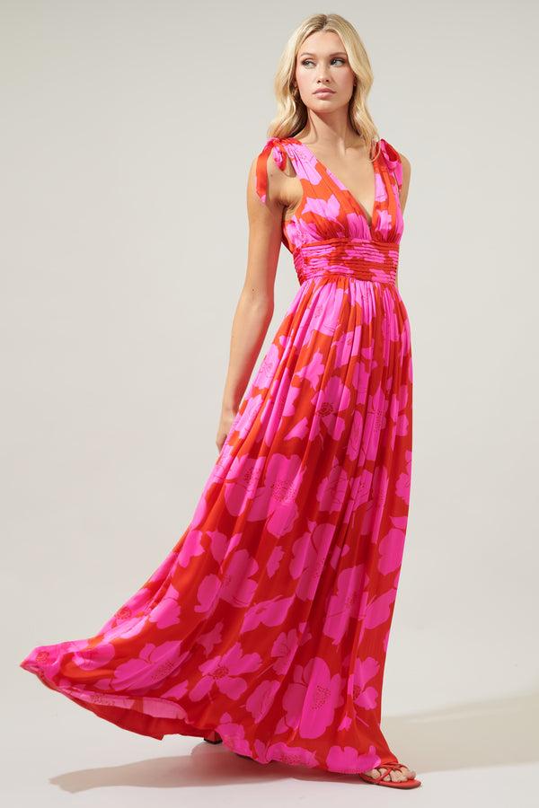 Sugarlips Caribbean Crush Descanso Pleated Maxi Dress