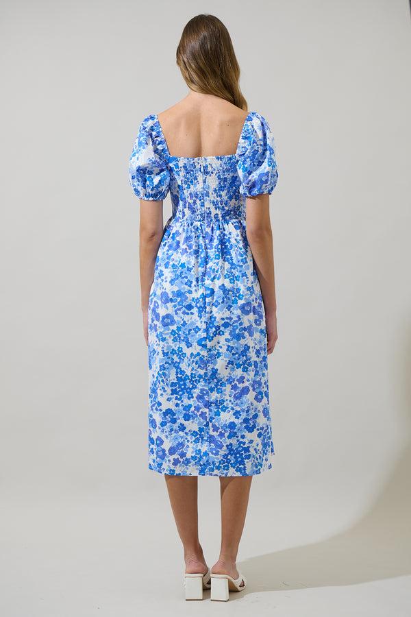 Sugarlips Carli Floral Alessi Puff Sleeve Midi Dress