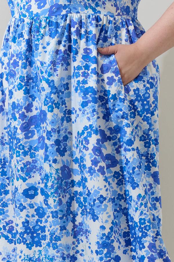 Sugarlips Carli Floral Alessi Puff Sleeve Midi Dress Curve