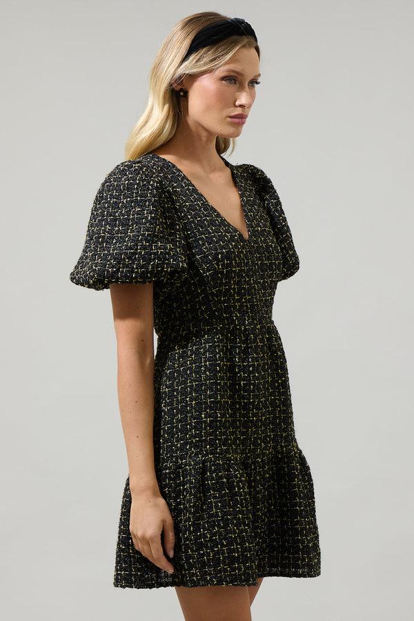 Sugarlips Carrol Zaylee Tweed May Tiered Mini Dress