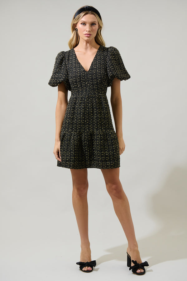 Sugarlips Carrol Zaylee Tweed May Tiered Mini Dress