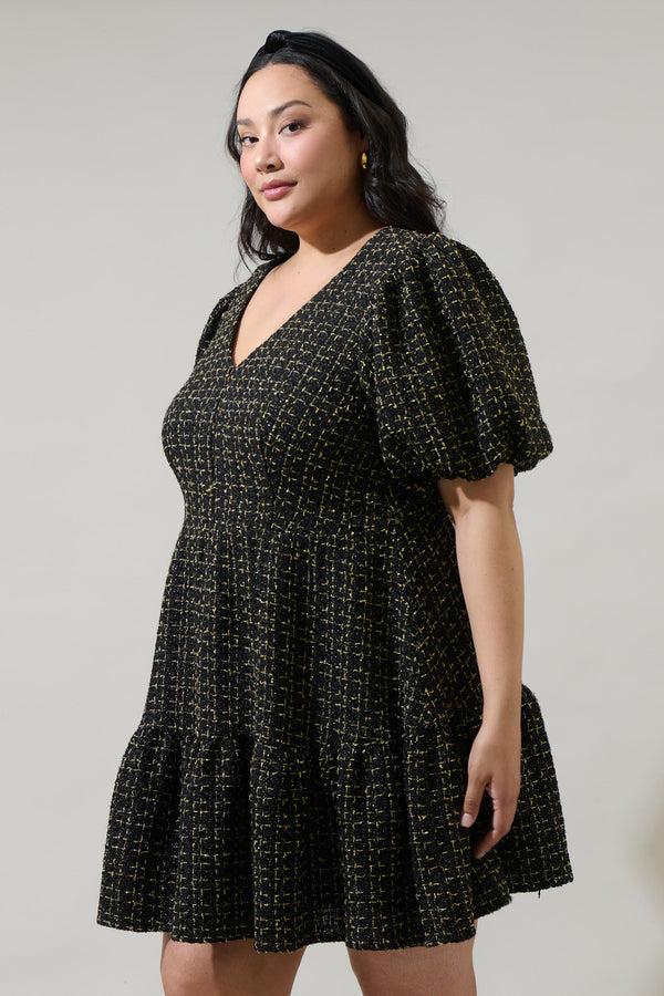 Sugarlips Carrol Zaylee Tweed May Tiered Mini Dress Curve