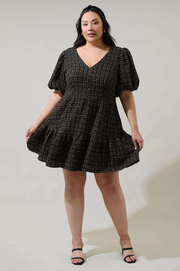 Sugarlips Carrol Zaylee Tweed May Tiered Mini Dress Curve