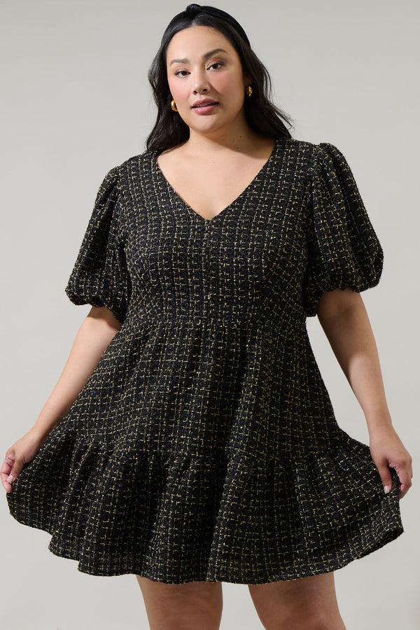 sugarlips Carrol Zaylee Tweed May Tiered Mini Dress Curve