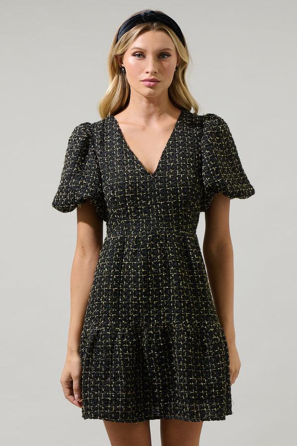 sugarlips Carrol Zaylee Tweed May Tiered Mini Dress