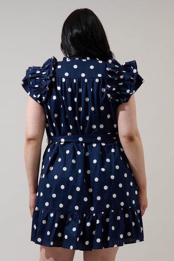 Sugarlips Caryn Polka Dot Ivona Ruffle Mini Dress Curve