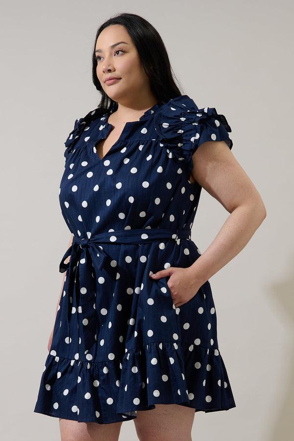 Sugarlips Caryn Polka Dot Ivona Ruffle Mini Dress Curve