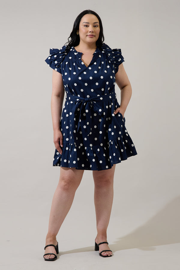 Sugarlips Caryn Polka Dot Ivona Ruffle Mini Dress Curve