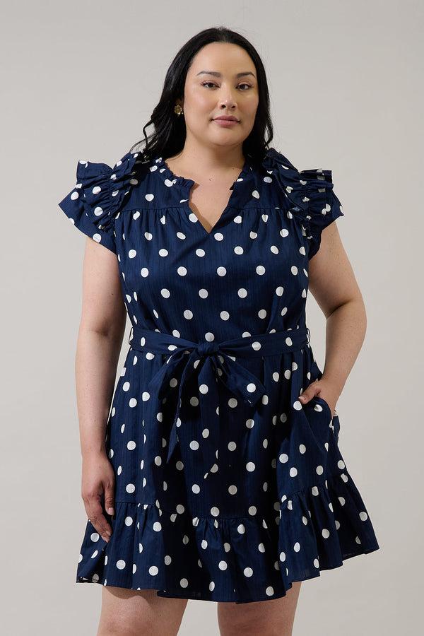 sugarlips Caryn Polka Dot Ivona Ruffle Mini Dress Curve