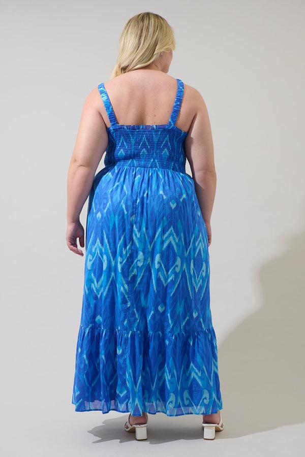 Sugarlips Carys Abstract Delcy Smocked Maxi Dress Curve