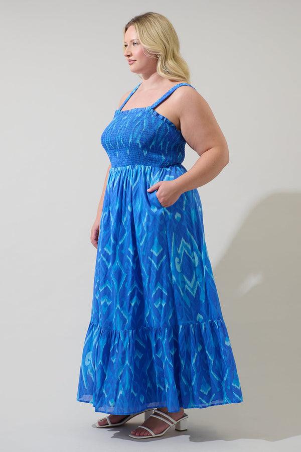 Sugarlips Carys Abstract Delcy Smocked Maxi Dress Curve
