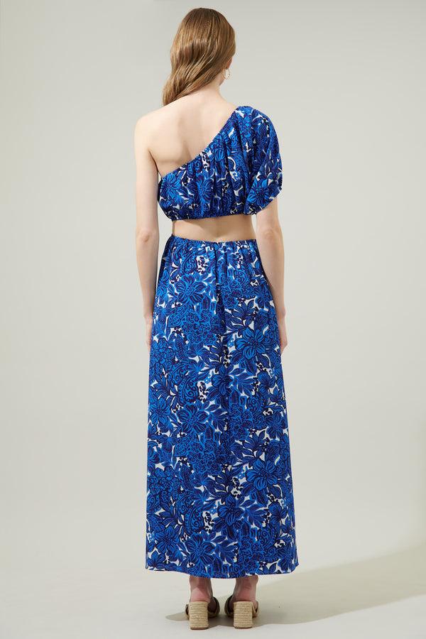 Sugarlips Caspian Floral Cutout One Shoulder Maxi Dress