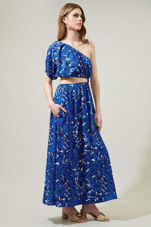 Sugarlips Caspian Floral Cutout One Shoulder Maxi Dress