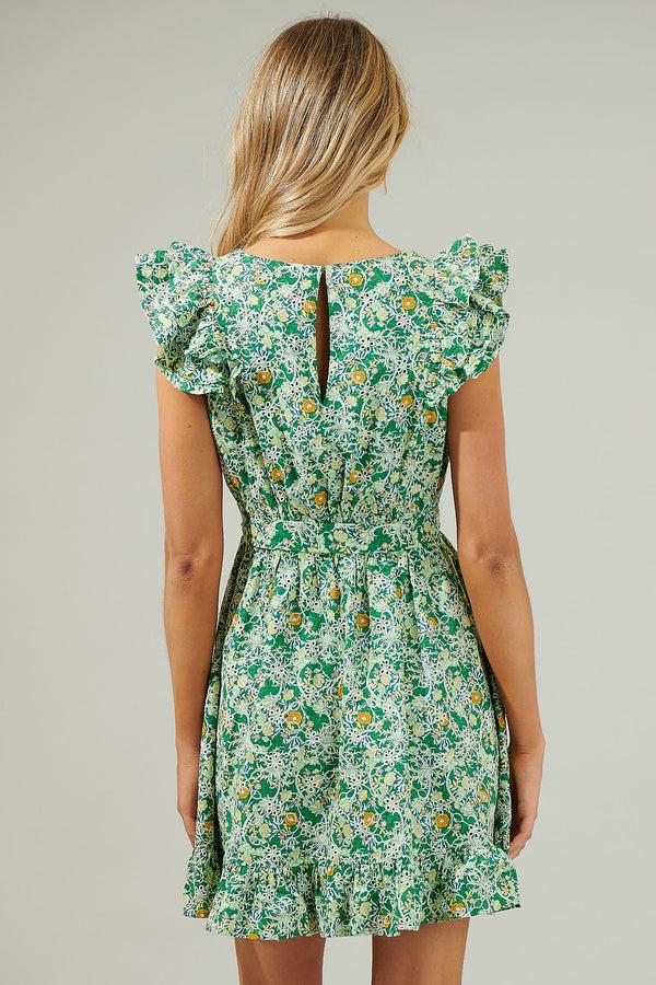 Sugarlips Cassia Floral Aurellia Ruffle Eyelet Mini Dress