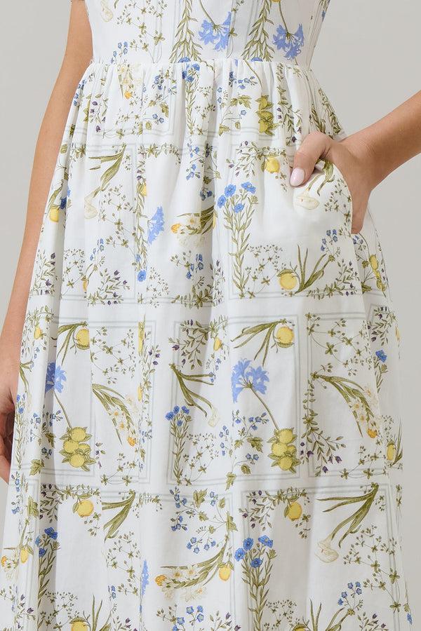 Sugarlips Cecily Floral Alessi Puff Sleeve Midi Dress