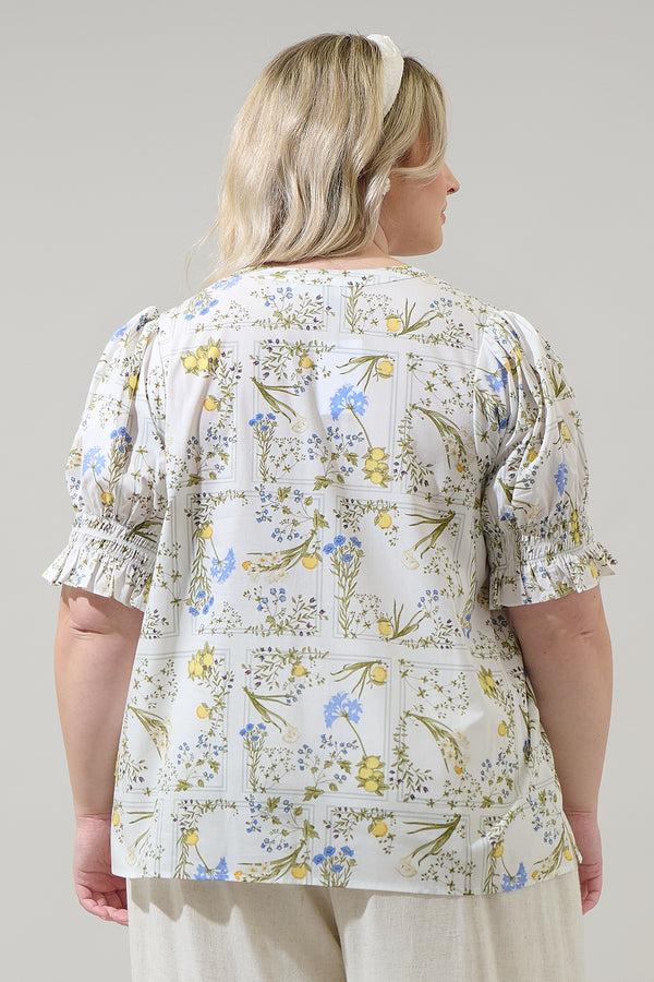 Sugarlips Cecily Floral Merryn Split Neck Top Curve