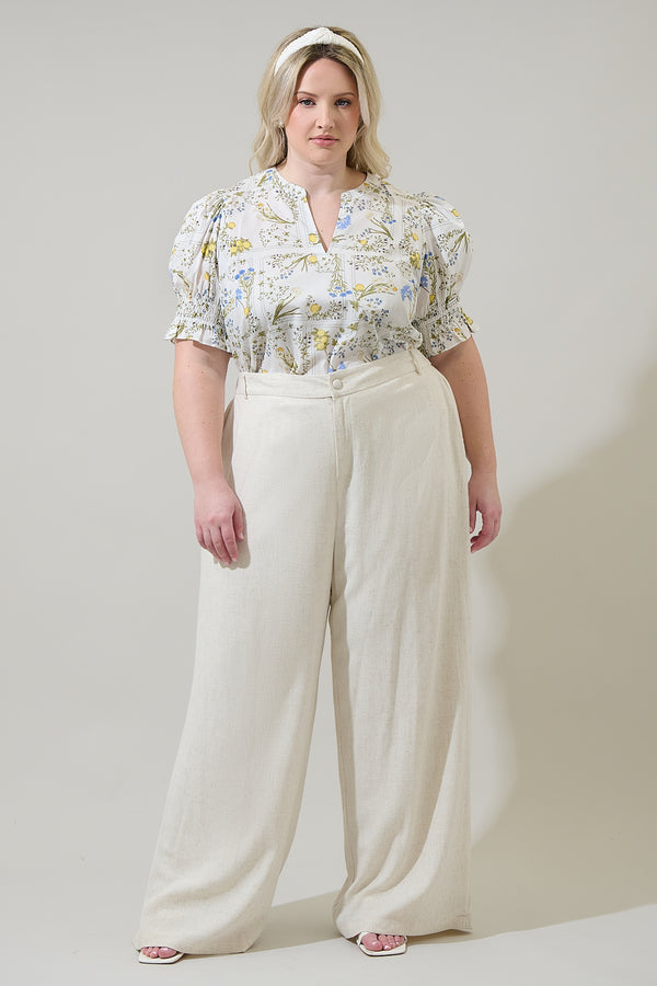 Sugarlips Cecily Floral Merryn Split Neck Top Curve