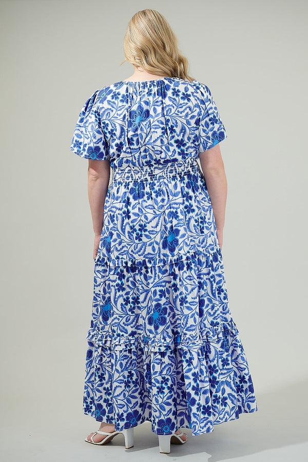 Sugarlips Celeste Floral Palmer Poplin Tiered Maxi Dress Curve