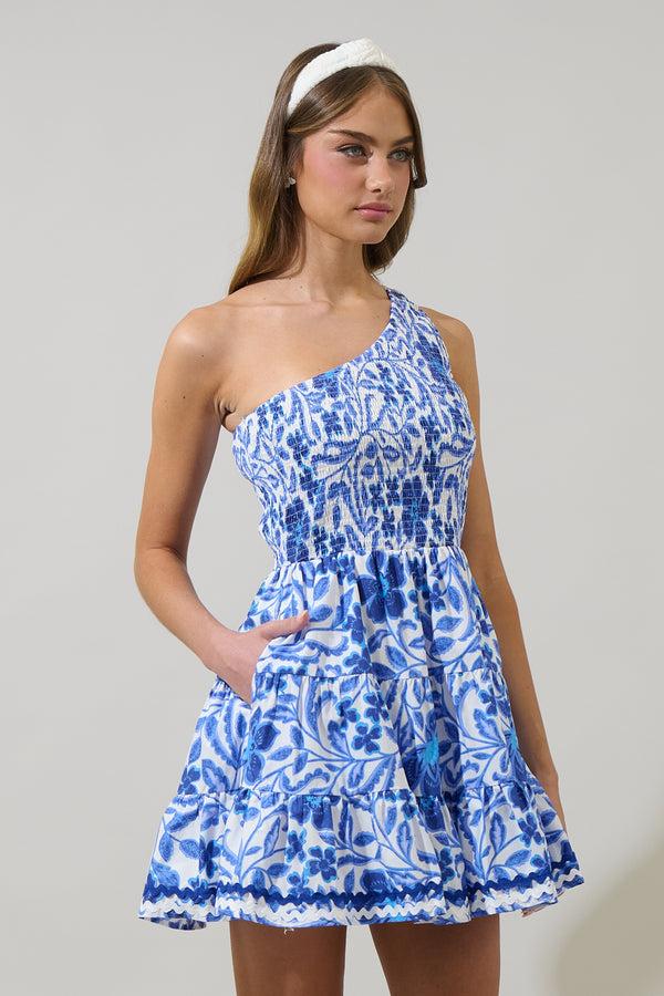 Sugarlips Celeste Floral Remi One Shoulder Mini Dress