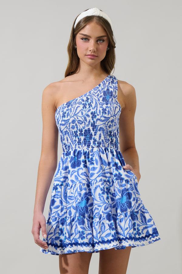 sugarlips Celeste Floral Remi One Shoulder Mini Dress