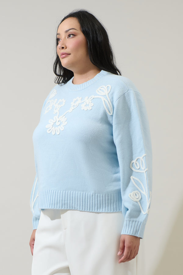 Sugarlips Celestial Floral Embroidered Sweater Curve