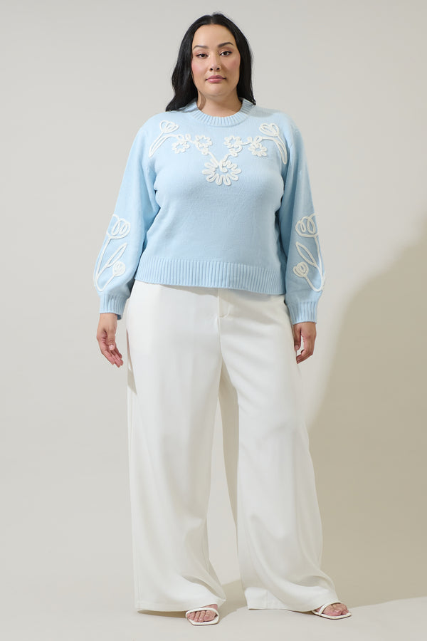 Sugarlips Celestial Floral Embroidered Sweater Curve
